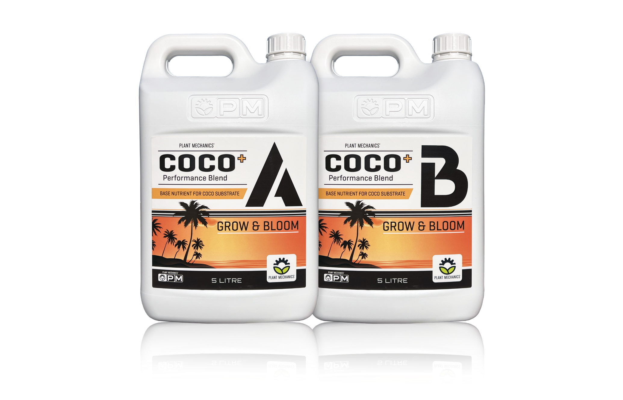 Plant Mechanics COCO+ base nutrient product shot in 5L bottles